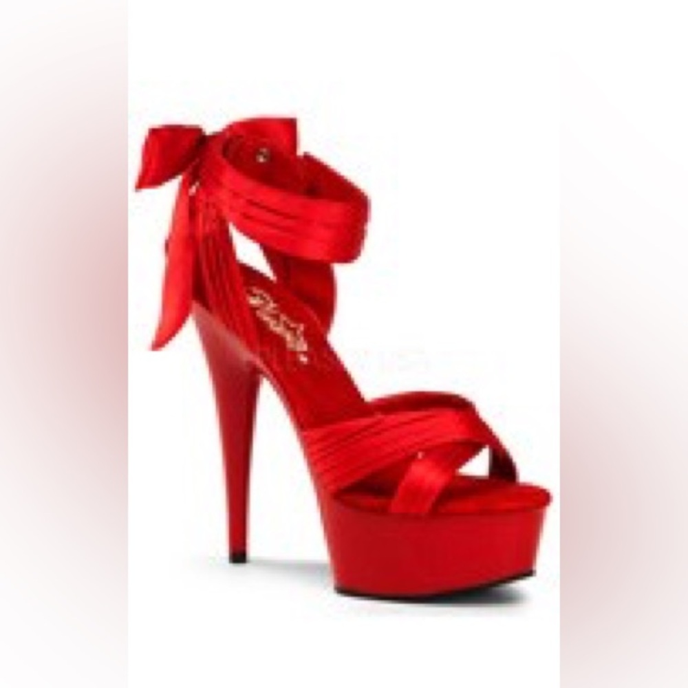 Pleaser Vibrant Red Strappy Heels